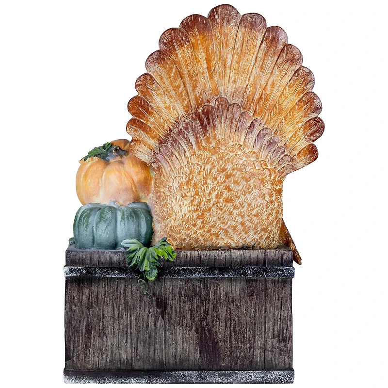 20" Turkey & Pumpkins Happy Thanksgiving Decoration