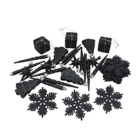125ct. Jet Black Shatterproof 4-Finish Christmas Ornaments