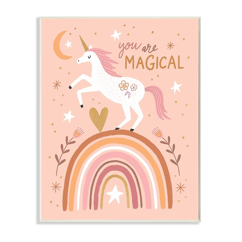Stupell Industries You Are Magical Pink Unicorn Rainbow Wall Art