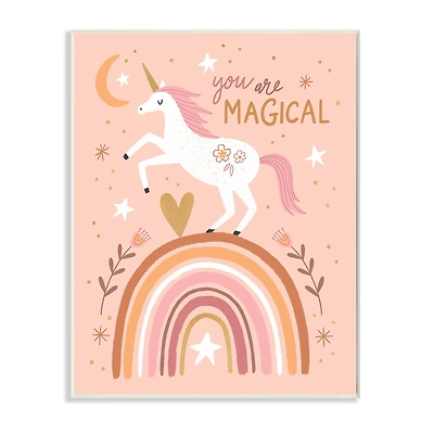 Stupell Industries You Are Magical Pink Unicorn Rainbow Wall Art