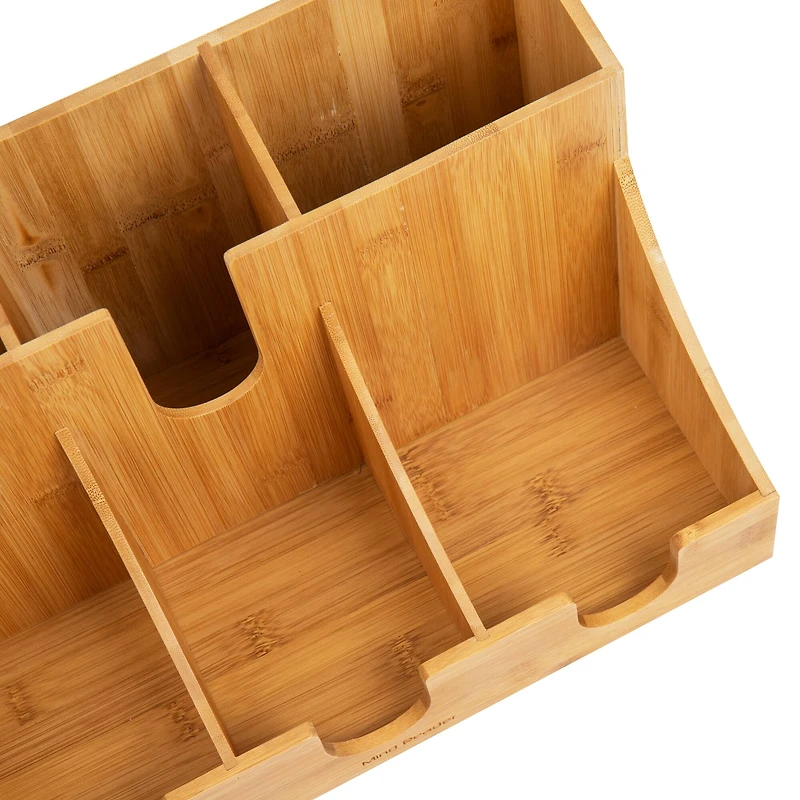 Mind Reader Bali Collection Brown 6-Compartment Breakroom Countertop Organizer