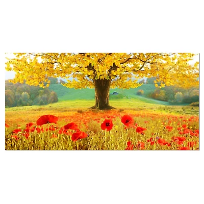 Designart - Beautiful Autumn Yellow Tree - Large Floral Canvas Art Print