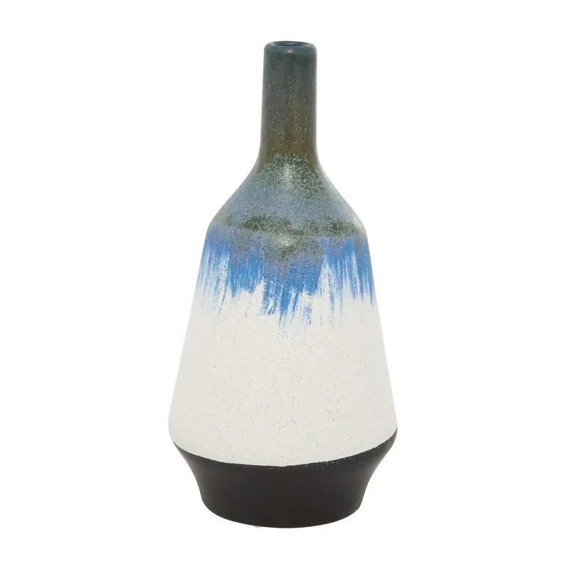 White Ceramic Contemporary Vase, 14" x 7" x 7"