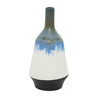 White Ceramic Contemporary Vase, 14" x 7" x 7"