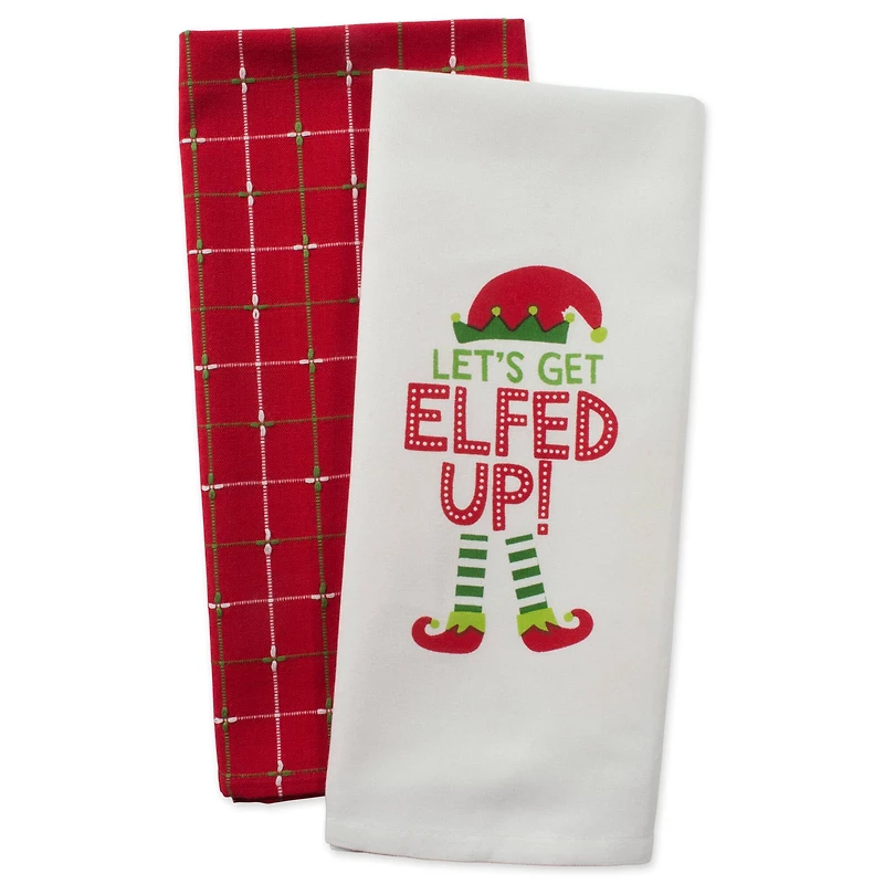 DII® Assorted Elfed Up Holiday Printed Dishtowel Set
