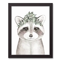 Sweet Raccoon 12.73" x 15.73" Black Framed Canvas