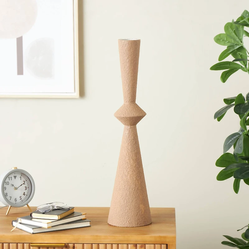 26.5" Brown Art Deco Fluted Metal Vase