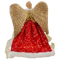 12" Lighted Red & Green Angel with Wings Christmas Tree Topper, Clear Lights
