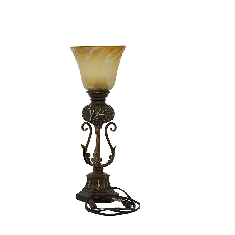 Brown Metal Mediterranean Uplight Table Lamp, 20" x 7" x 7"
