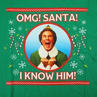 Elf™ OMG! Santa! Green Adult Crew Neck T-Shirt