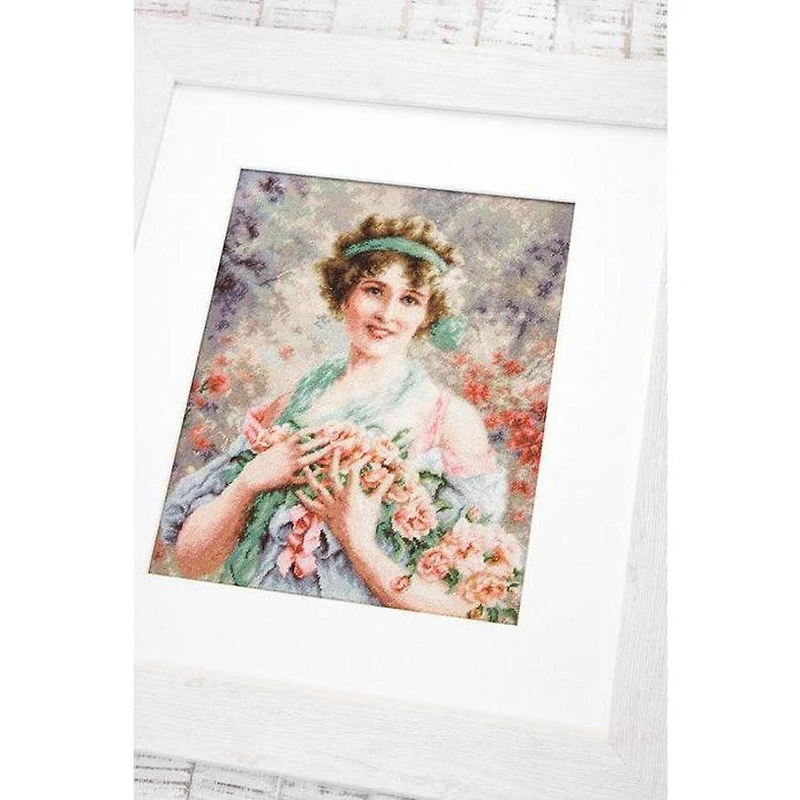 Luca-s The Girl With Roses Counted Cross Stitch Kit