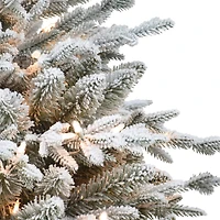 9ft. Pre-Lit Flocked Northern Fir Artificial Christmas Tree, Clear Incandescent Lights