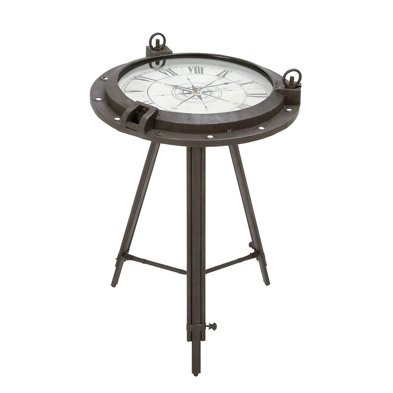 24" Black Metal Industrial Standing Clock Accent