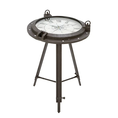 24" Black Metal Industrial Standing Clock Accent