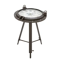 24" Black Metal Industrial Standing Clock Accent