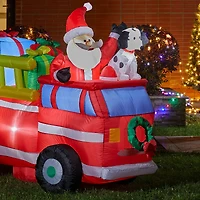 Glitzhome® 7ft. Inflatable Santa in Truck With Lights