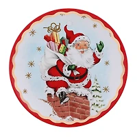 90th Anniversary Collection 8" Gold & Red Trimmed Ceramic Santa Plates, 4ct.