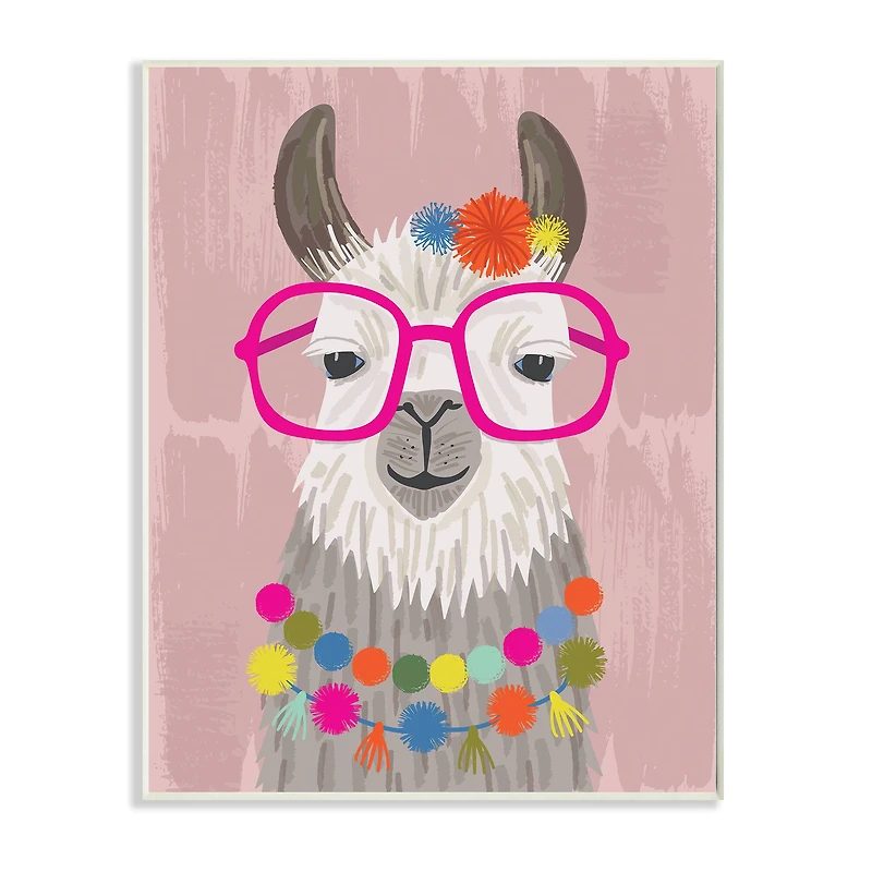 Stupell Industries Llama Silly Glasses Polka Dots Festive Animal Wall Plaque