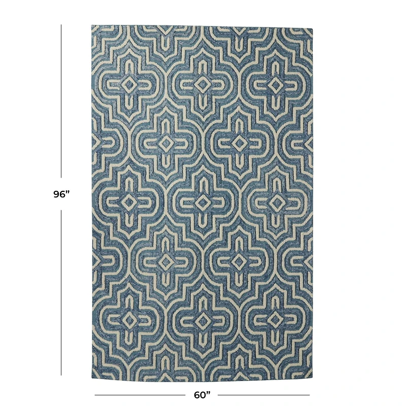 Blue Wool Modern Area Rug 5ft. x 8ft.