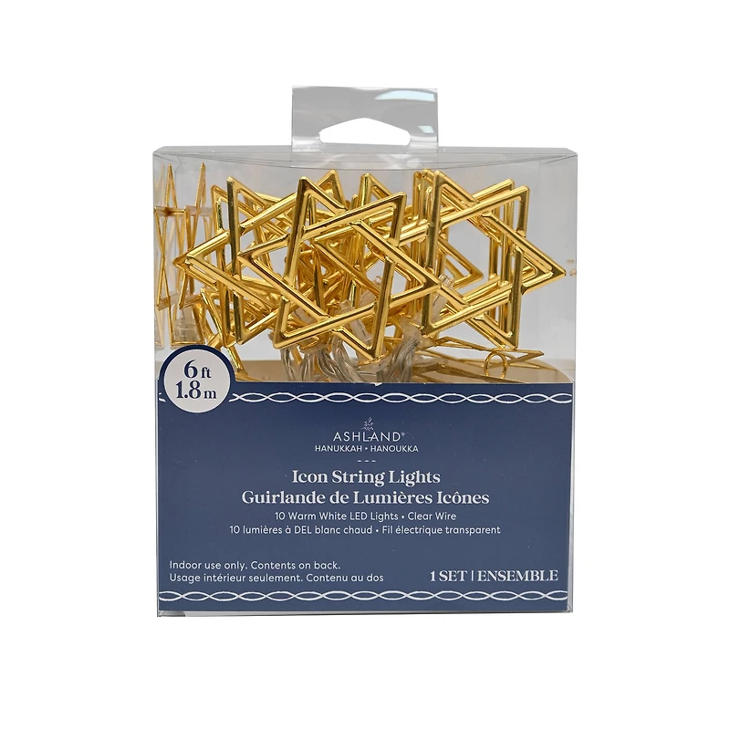 10ct. Gold Star of David Warm White LED String Lights by Ashland®