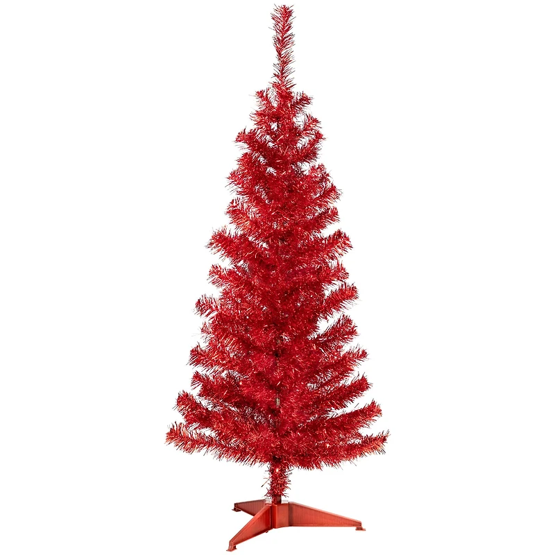 4ft. Unlit Red Artificial Tinsel Christmas Tree