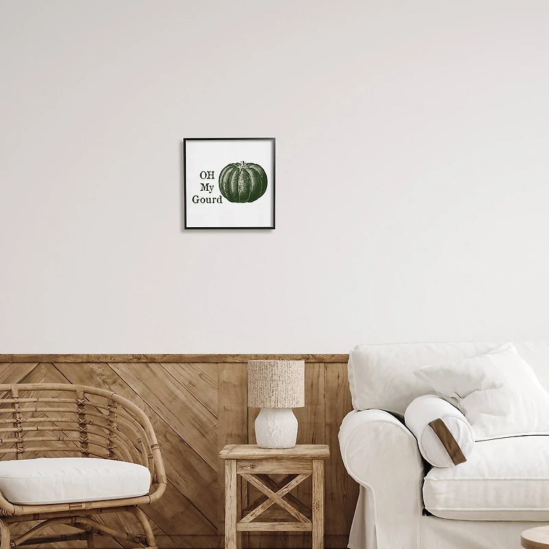 Stupell Industries Oh My Gourd Fall Pumpkin Framed Giclee Art
