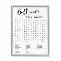 Stupell Industries Bathroom Word Search Wall Art in Gray Frame