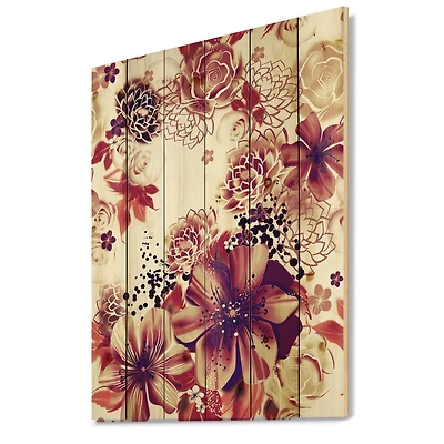 Designart - Pink and Yellow Flowers Retro