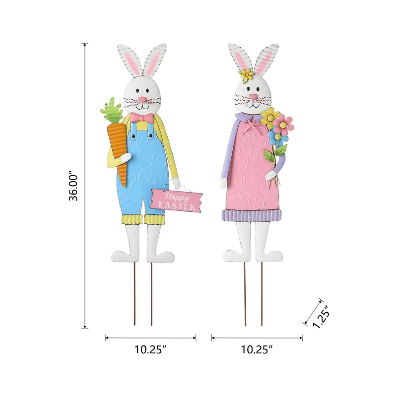 Glitzhome® Easter Bunny Boy and Girl Metal Décor, 2ct.