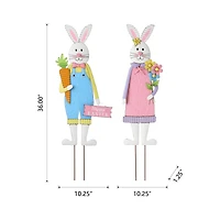 Glitzhome® Easter Bunny Boy and Girl Metal Décor, 2ct.