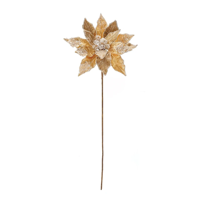 28" Beaded Velvet Poinsettia Flower Stems