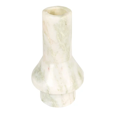 Hello Honey® 4.5" White & Green Verdant Marble Taper Candle Holder
