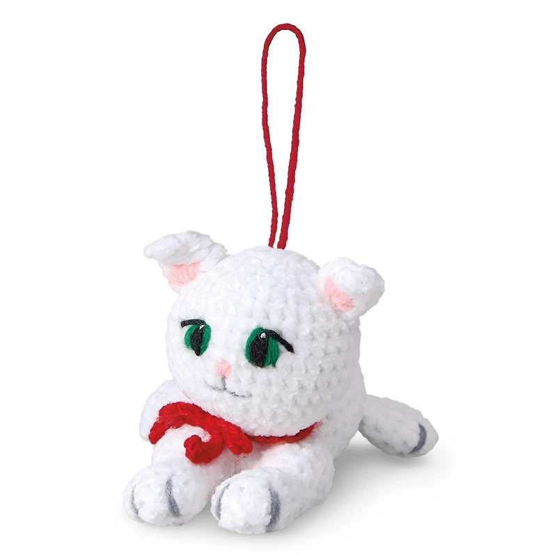 Intermediate White Cat Amigurumi Crochet Ornament Kit by Loops & Threads®