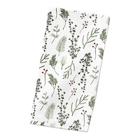 Pine Greenery on White Cotton Twill Napkin