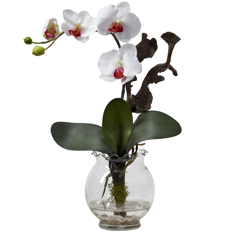 Mini Phalaenopsis with Fluted Vase Silk Flower Arrangement