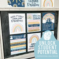 Hadley Designs 11" x 14" Boho Rainbow Growth Mindset Classroom Décor Posters Set
