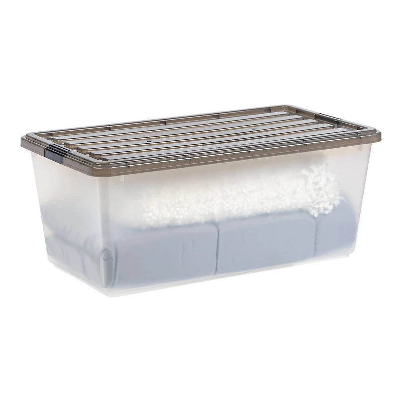 Iris® 91qt. Clear View Plastic Storage Bins with Gray Latching Buckle Lids, 4ct.