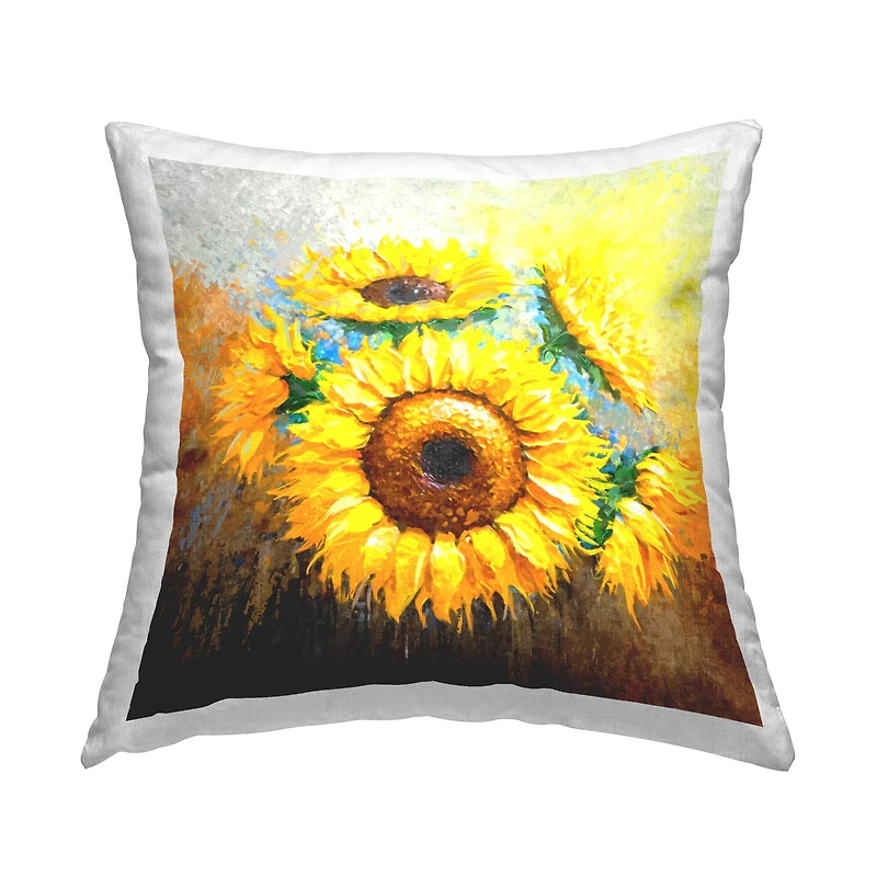 Stupell Industries Vivid Yellow Sunflower Arrangement Decorative Printed Throw Pillow
