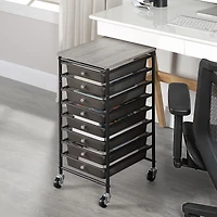 SunnyPoint Wooden Top Compact Rolling Storage 8 Drawers Organizer Mobile Utility Cart