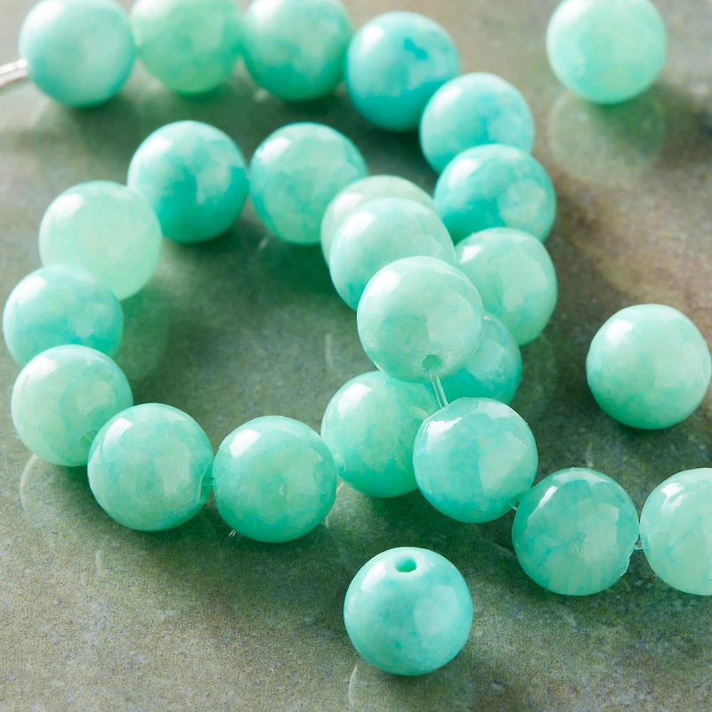 Light Teal Quartzite Round Beads, 8mm by Bead Landing™