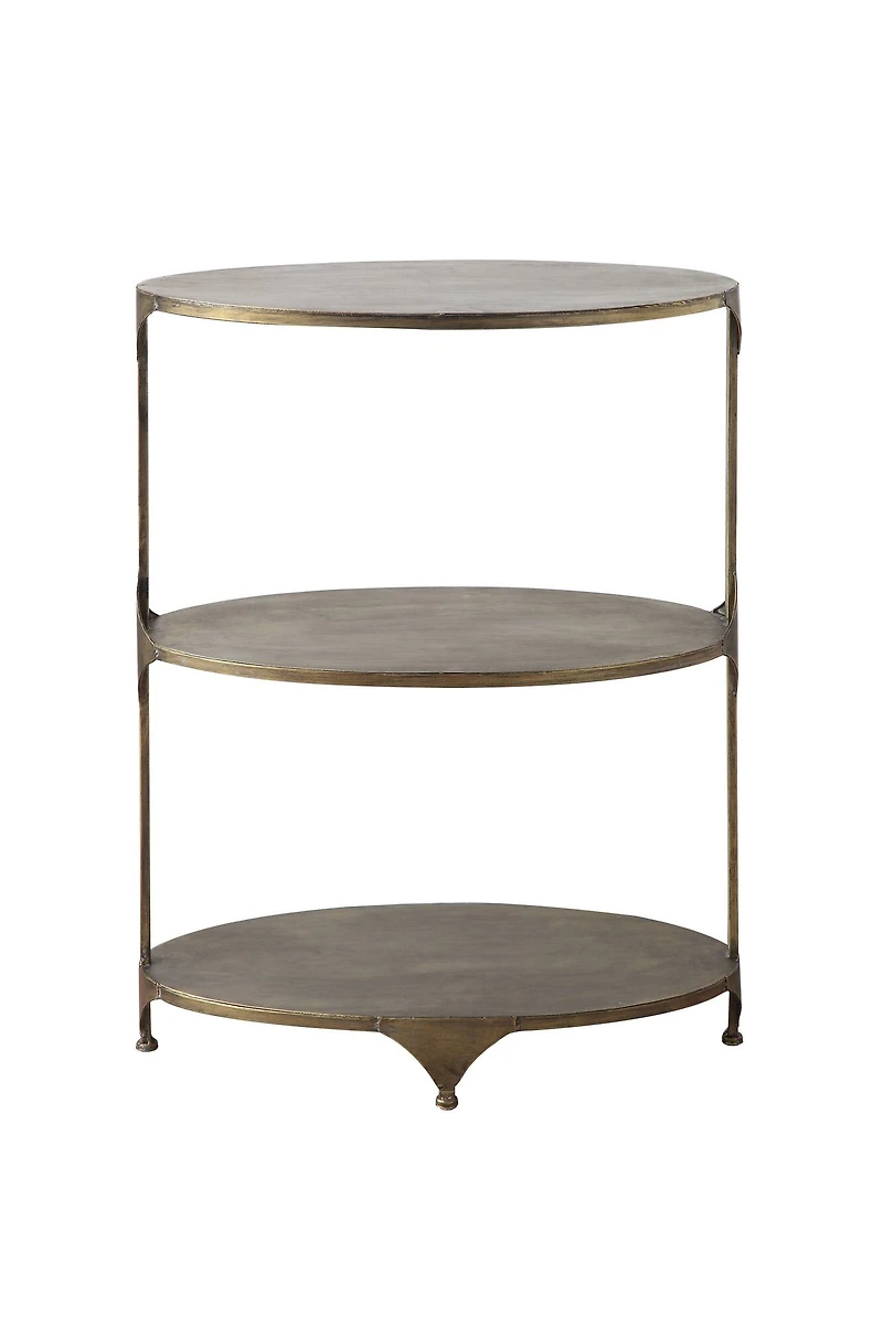 Hello Honey® 31'' Antique Gold Oval Metal 3-Tier Shelf Side Table