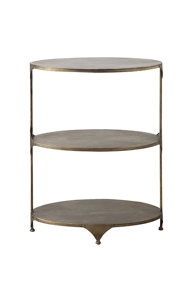 Hello Honey® 31'' Antique Gold Oval Metal 3-Tier Shelf Side Table