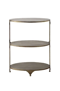 Hello Honey® 31'' Antique Gold Oval Metal 3-Tier Shelf Side Table
