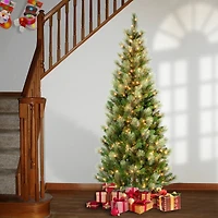 7.5ft. Pre-Lit Charleston Pine Slim Artificial Christmas Tree, Clear Lights