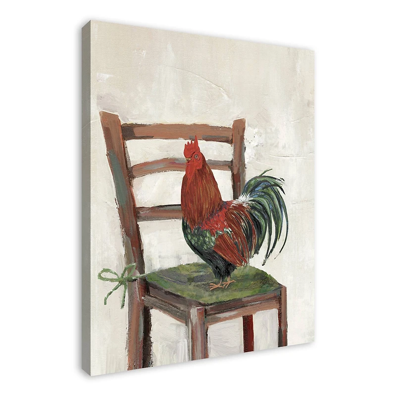 Rooster on a Chair 30" x 40" Canvas Wall Art