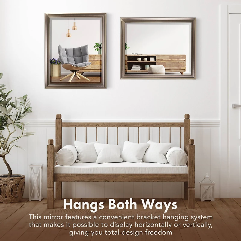 Head West Brushed Nickel Framed Wall Mirror