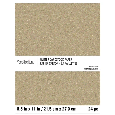 12 Packs: 24 ct. (288 total) Glitter 8.5" x 11" Cardstock Paper by Recollections