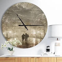 Designart Couple Walking In Night Lights Farmhouse Wall Clock