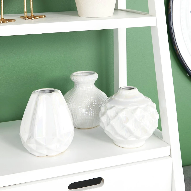 CosmoLiving by Cosmopolitan Cream Stoneware Glam Vase Set