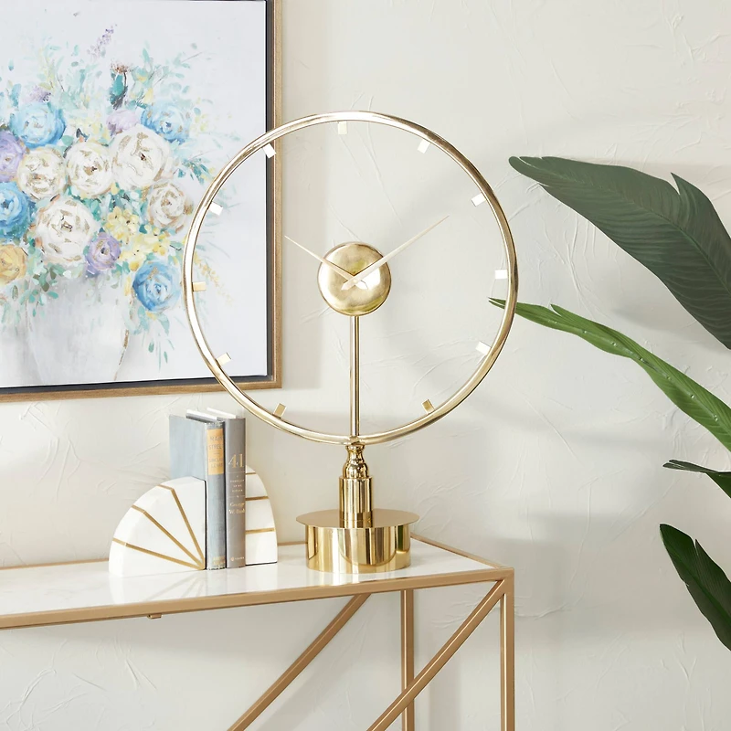 Gold Modern Abstract Clock, 19" x 7" x 25"